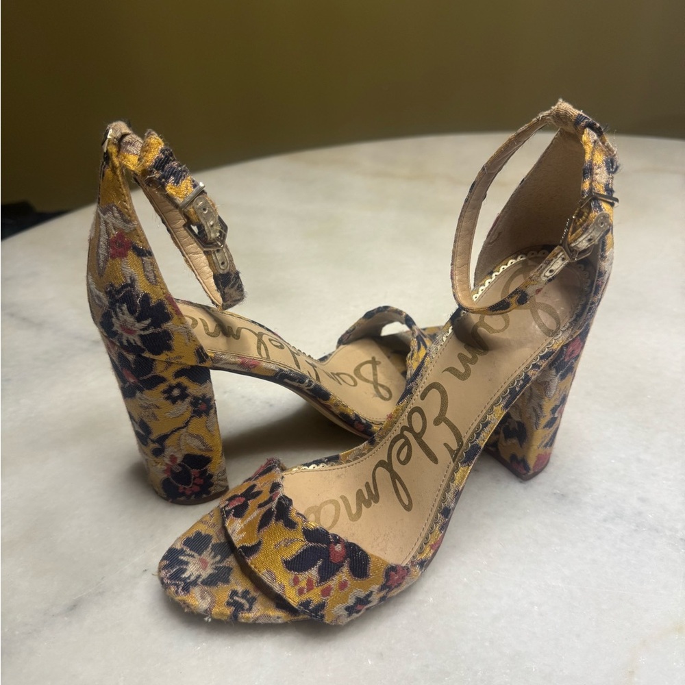 Sam Edelman Yellow Floral Heels